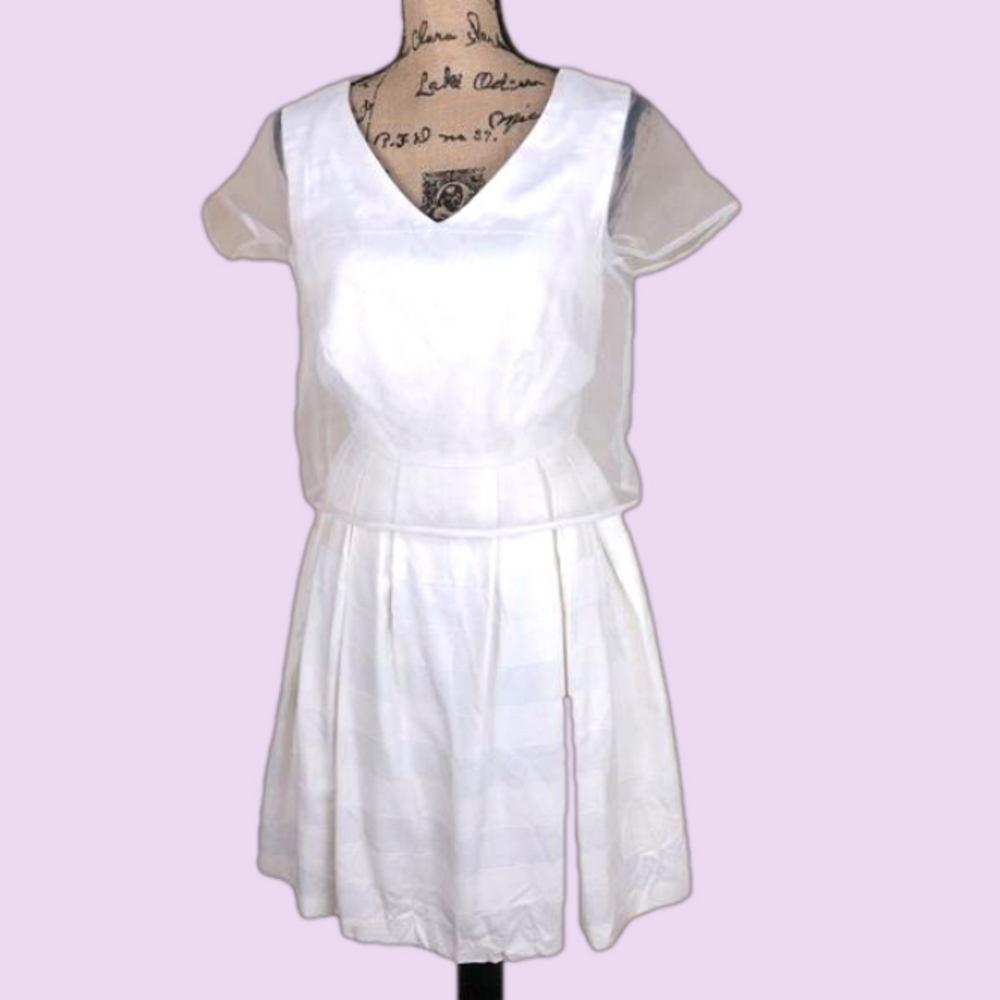 Mademoiselle R White Sheer Overlay Dress NWT 6